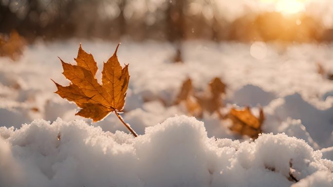 冬天雪景下雪冬日暖阳唯美雪景大寒雪景冬季