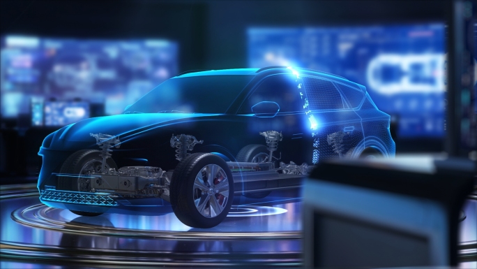 科技感新能源汽车研发实验室研究测试平台