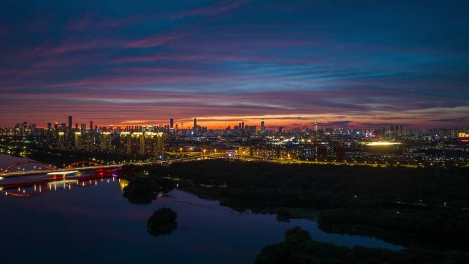 沈阳城市夜景航拍延时