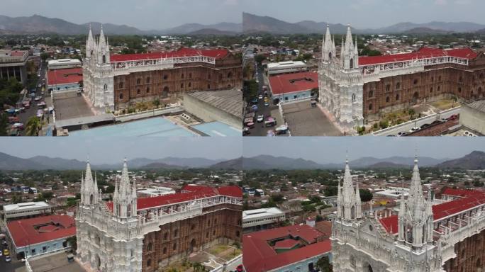 在萨尔瓦多圣安娜大教堂前的空中飞行