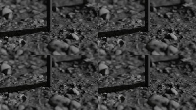 3D动画显示了在岩石月球表面钻探的特写