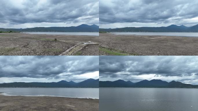 航拍云南丽江拉市海湿地公园山水风景