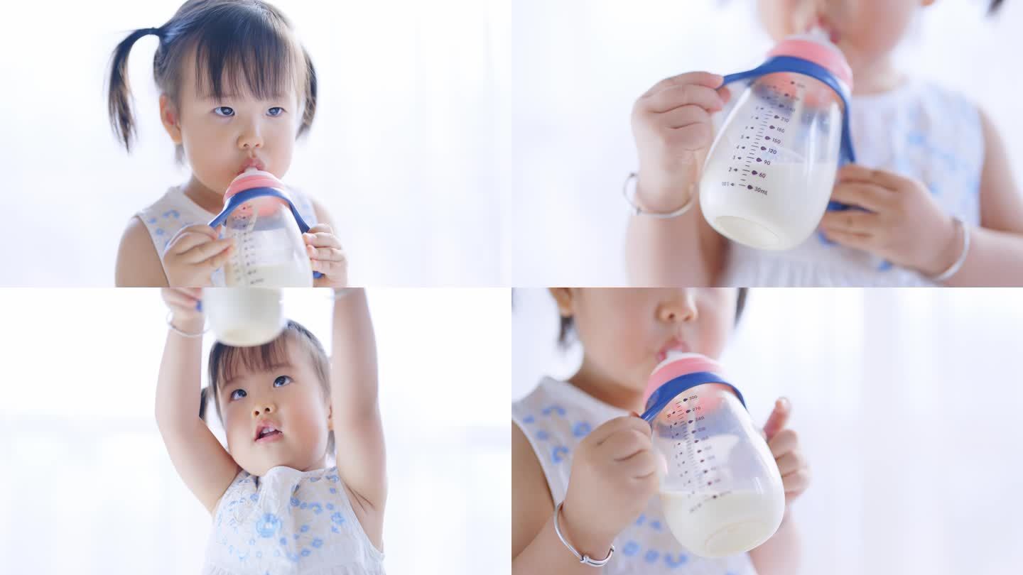 小孩喝牛奶