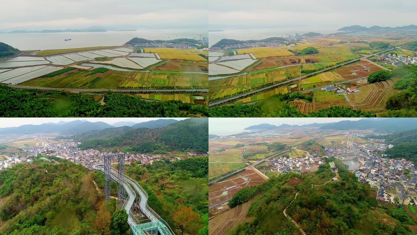 浙江宁波 大海边  高空栈道  田原风光