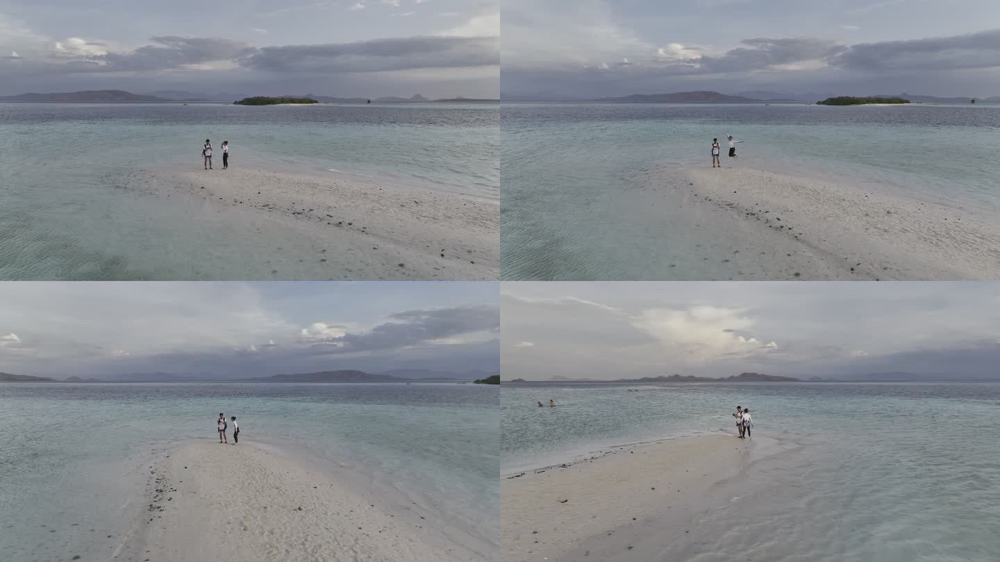 原创印尼科莫多海岛沙滩航拍风光