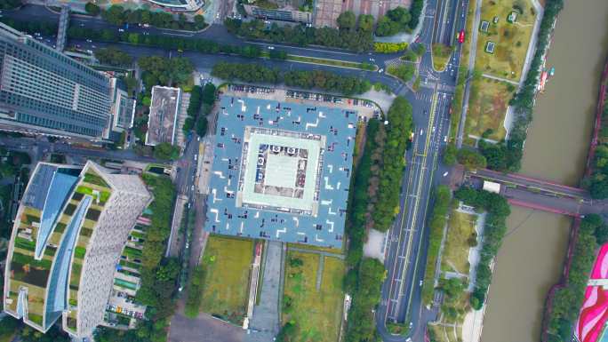 广州广东省博物海心沙俯拍图书馆花城广场