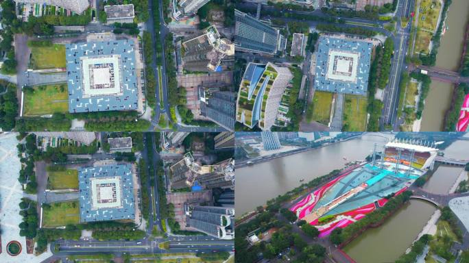 广州广东省博物海心沙俯拍图书馆花城广场