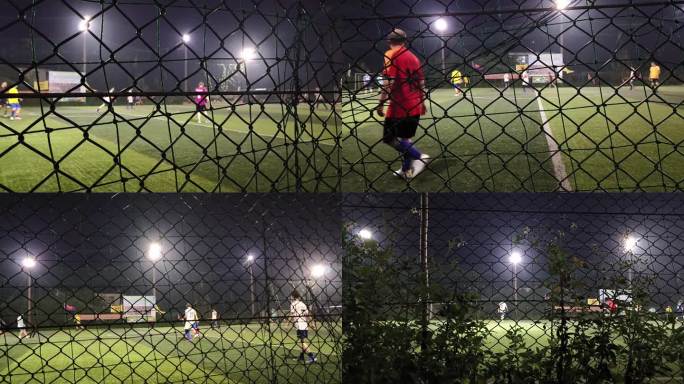 农村夜晚足球娱乐踢球实拍山村踢球视频素材