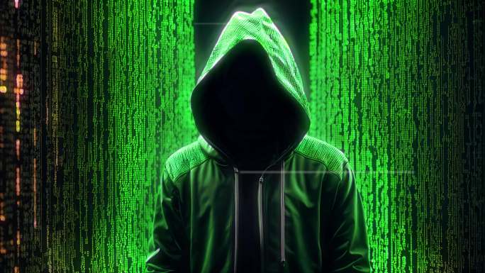 4K绿色科技科幻黑客病毒数据故障乱码背景