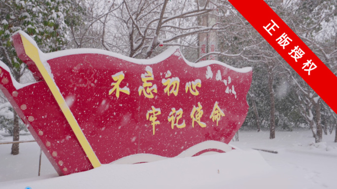 不忘初心牢记使命大雪宣传牌