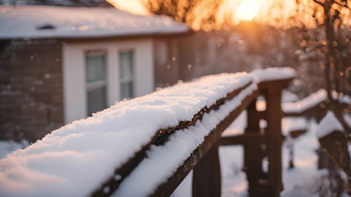 冬天雪景下雪冬日暖阳唯美雪景大寒雪景冬季