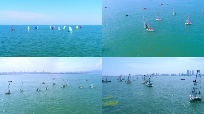 日照帆船出海 帆船比赛决赛 航拍视频