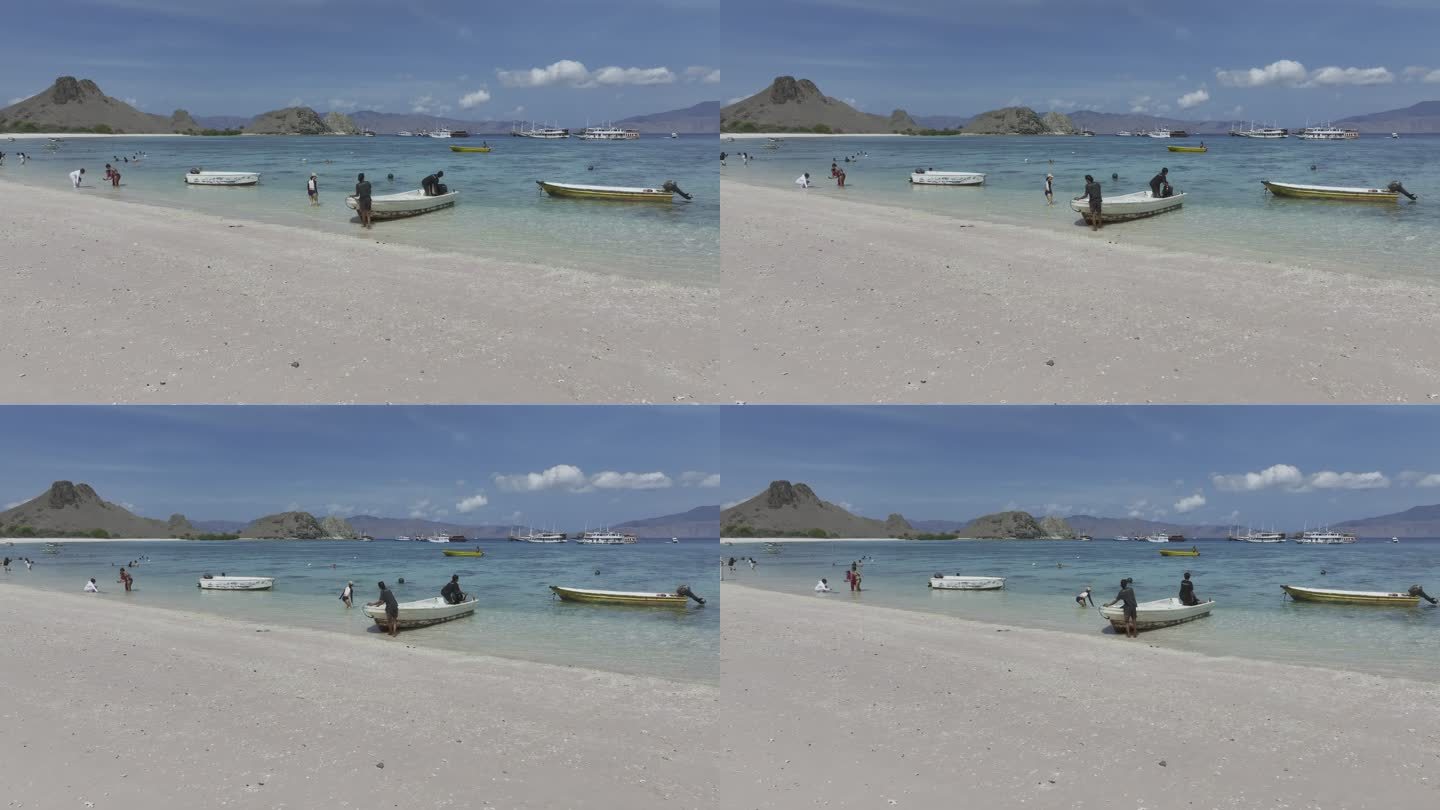 印尼科莫多帕达尔岛粉红沙滩航拍自然风光