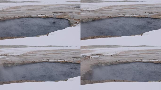 【4K】冰天雪地一池天然温泉热气蒸腾