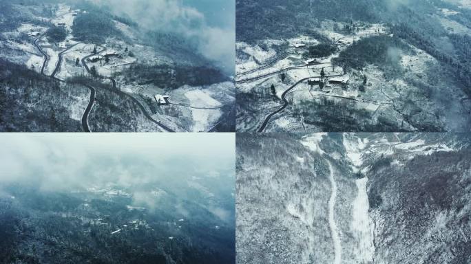 金佛山仙女山冬季下雪山区道路