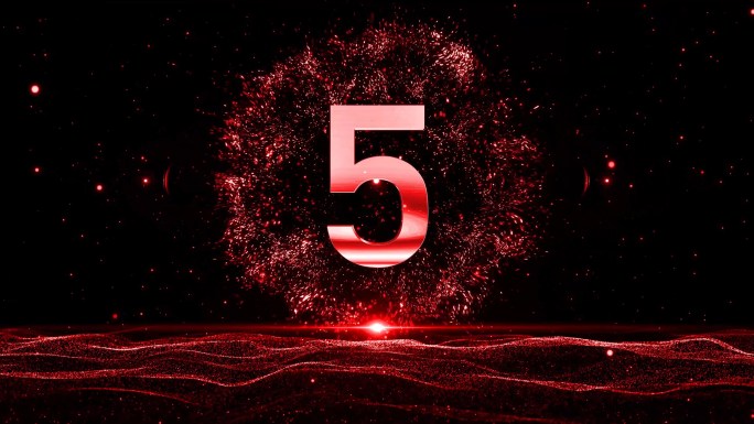 4K大气红色5秒倒计时
