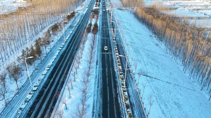 【4K】雪景公路 雪地公路