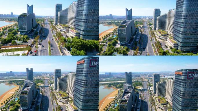 杭州钱塘新区金沙湖金沙大道风景视频素材