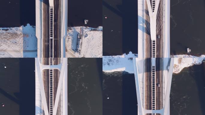 无人机航拍俯拍鸟瞰汽车行驶在跨海大桥上1