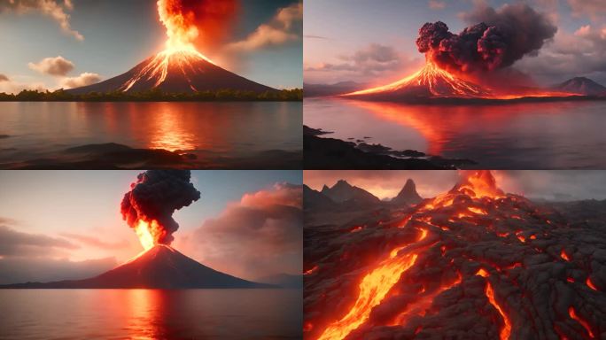 火山喷发各角度镜头大全