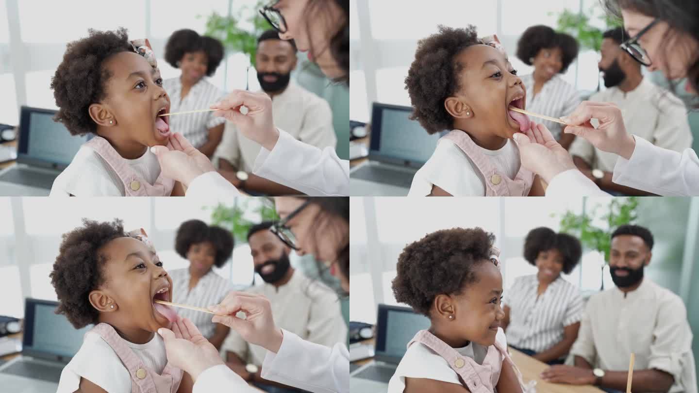 儿科医生用舌棒分析咽喉感染
