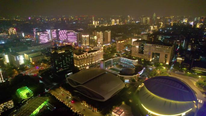 杭州黄龙体育中心体育场夜景视频素材6