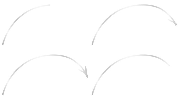 绘制箭头的动画线性符号。手绘的银色箭头指向右边。矢量插图隔离在白色背景上。
