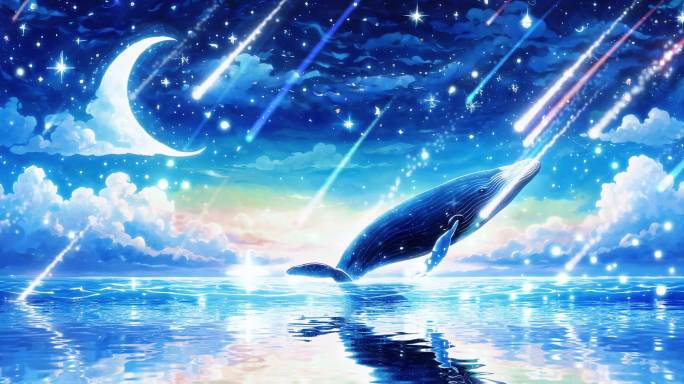 彩色流星跃起的海豚背景