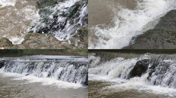 流水水坝溪流水花慢速流水