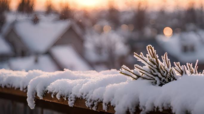 冬天雪景下雪冬日暖阳唯美雪景大寒雪景冬季