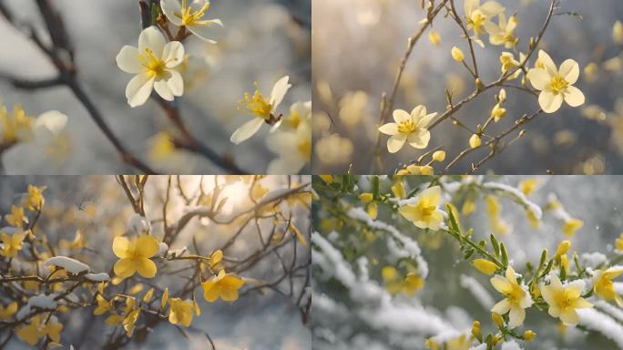 迎春花 下雪