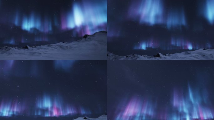 4k极光雪山星空⑤