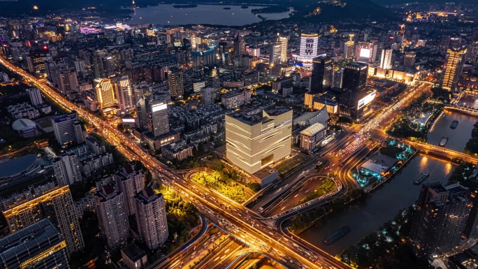 杭州拱墅区夜景延时