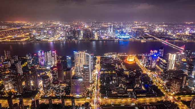 4K城市大气夜景延时-杭州钱江新城