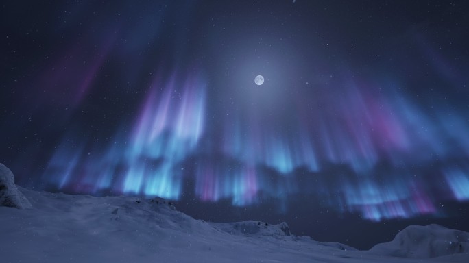 4k极光雪山星空④