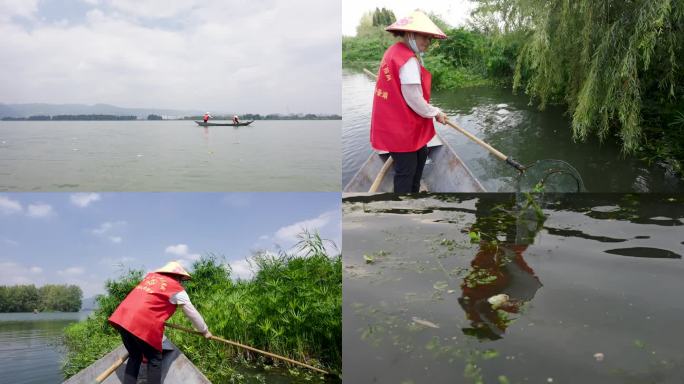 生态保护志愿者内湖水草垃圾打捞6