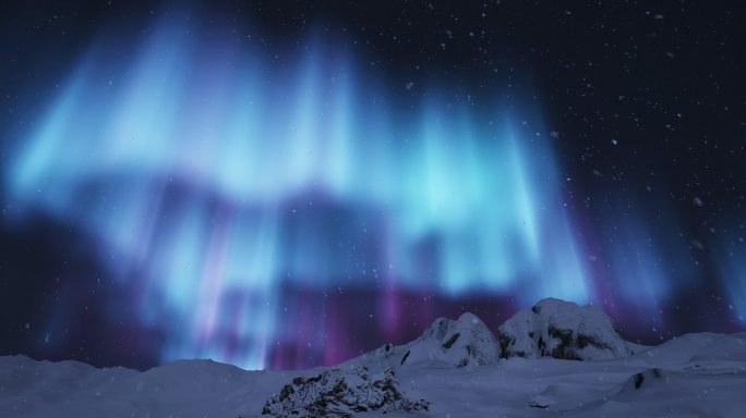 4k极光雪山星空②