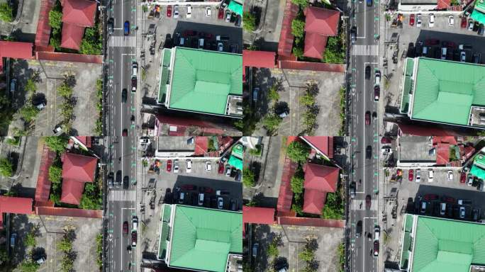 在菲律宾阿尔拜省黎格斯比市的道路上行驶的汽车。天线由上而下的