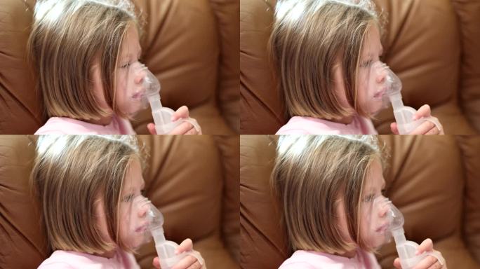 孩子通过喷雾器吸入激素药物4k电影慢动作