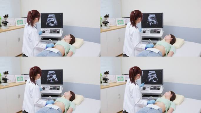 女性腹部超声检查查体视频素材治病治疗