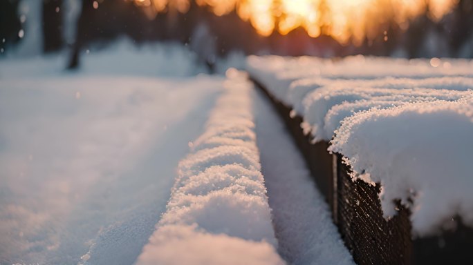 冬天雪景下雪冬日暖阳唯美雪景大寒雪景冬季