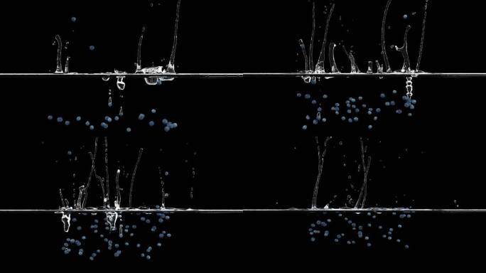 蓝莓落水 水花 水花飞溅 水果落水水花