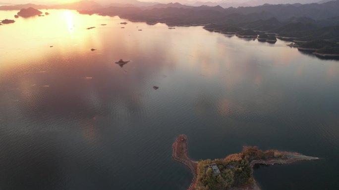 千岛湖夕阳航拍