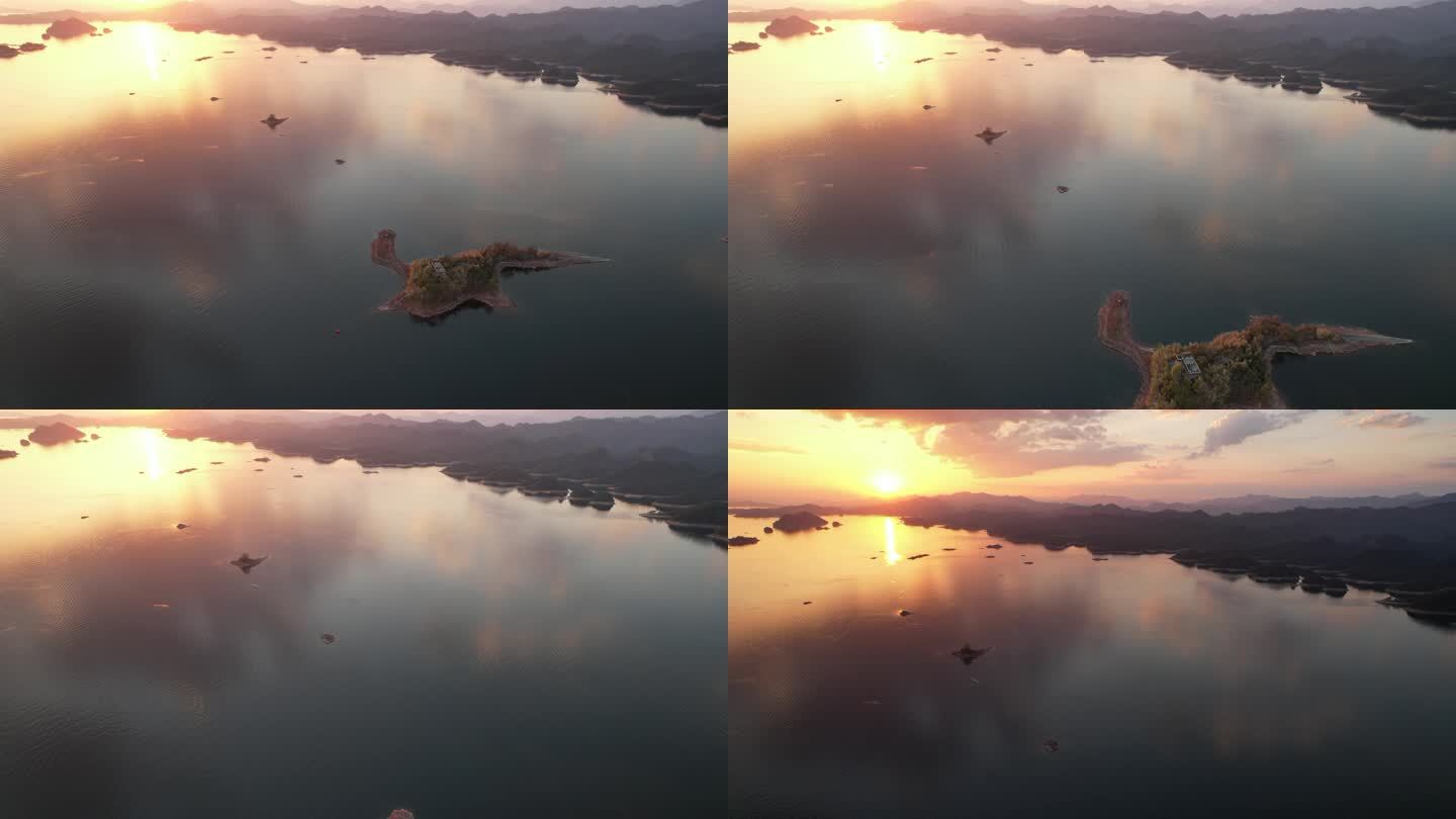 千岛湖夕阳航拍