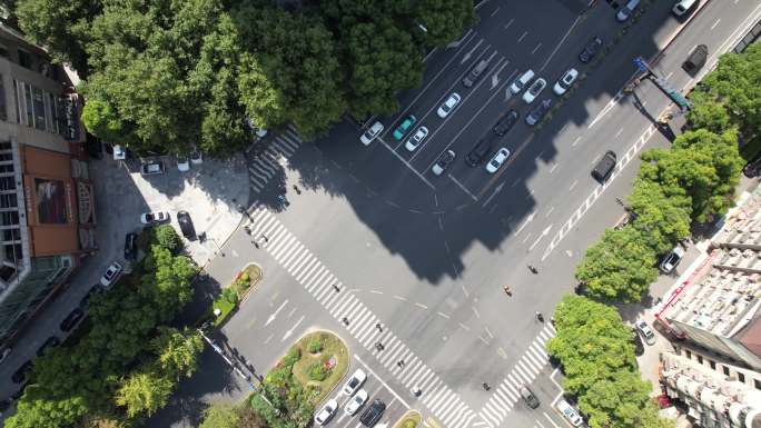 城市马路杭州定安路车辆车流风景视频素材