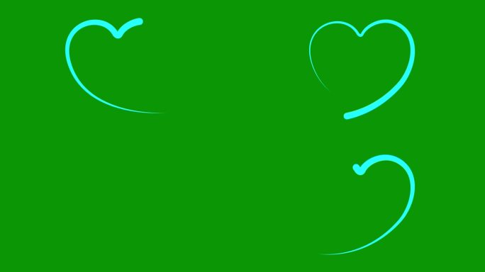 用液体效果绘制的蓝色心脏动画。画出和消失的笔触的效果。爱的概念，志愿服务，捐赠。矢量插图隔离在绿色背