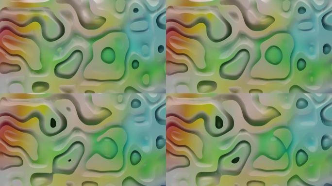 体积液体波的环形三维抽象动画。多色渐变波浪图案。时尚抽象3D动画