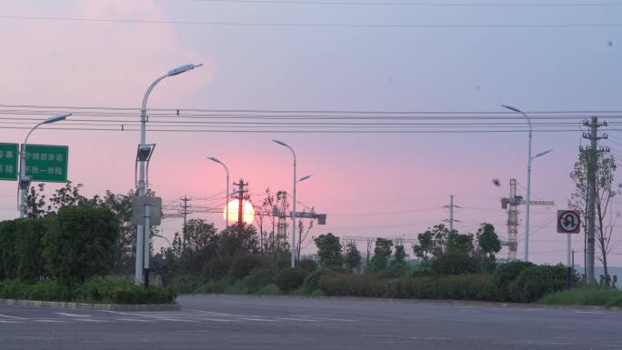 安徽合肥汽车配件工厂外景道路落日地拍