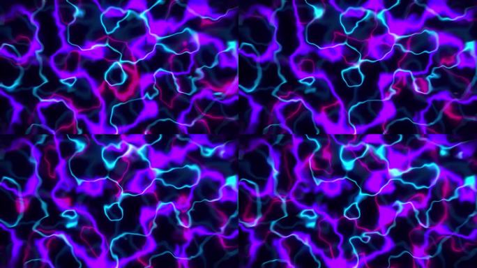 霓虹辉光线抽象循环3D动画粒子血细胞光运动图形弯弯曲曲的动脉静脉能量背景视觉效果色彩液体艺术4K紫色
