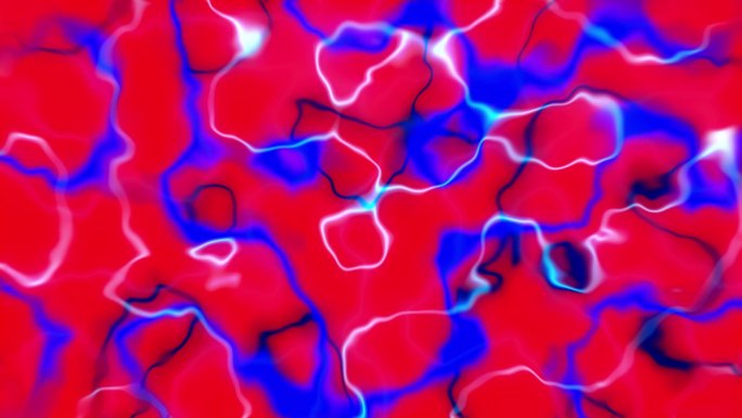 霓虹辉光线抽象循环3D动画粒子血细胞光运动图形弯曲动脉静脉能量背景视觉效果色彩液体艺术4K红蓝
